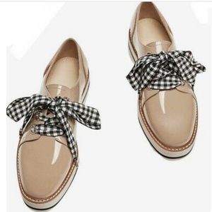 Zara Faux Patent Leather Derby Platform Oxfords